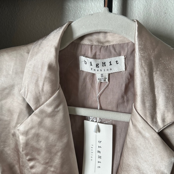 Boutique big hit ivory stain silky button front blazer jacket coat 90s y2k - Picture 2 of 5